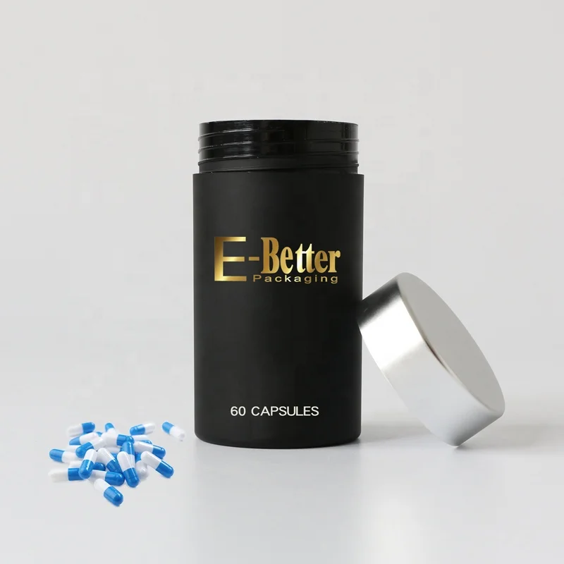 E-better 100ml 150ml 300ml shiny black plastic capsule vitamin gummy supplement bottle packaging