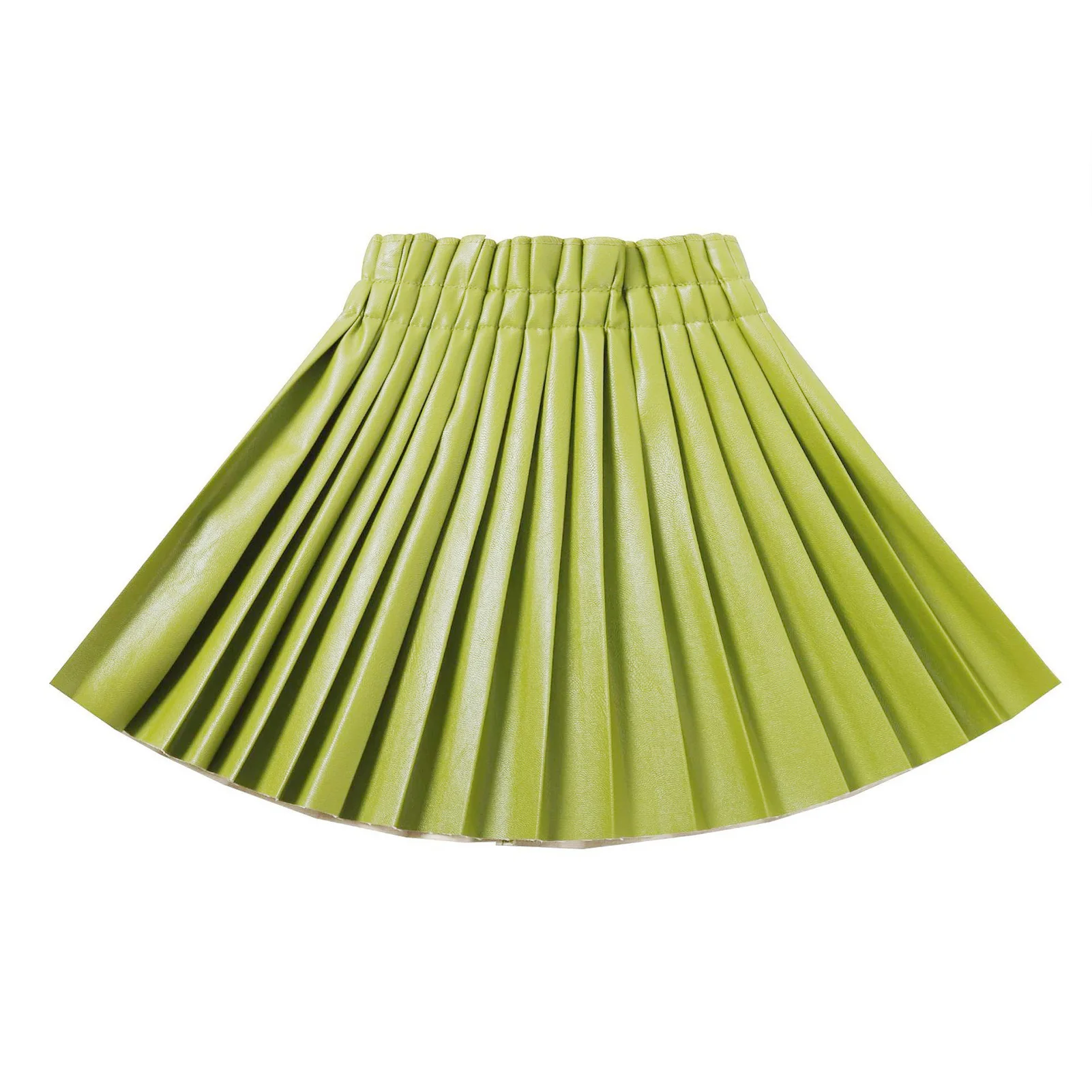new girls leather skirt pu leather children waist pleated skirt