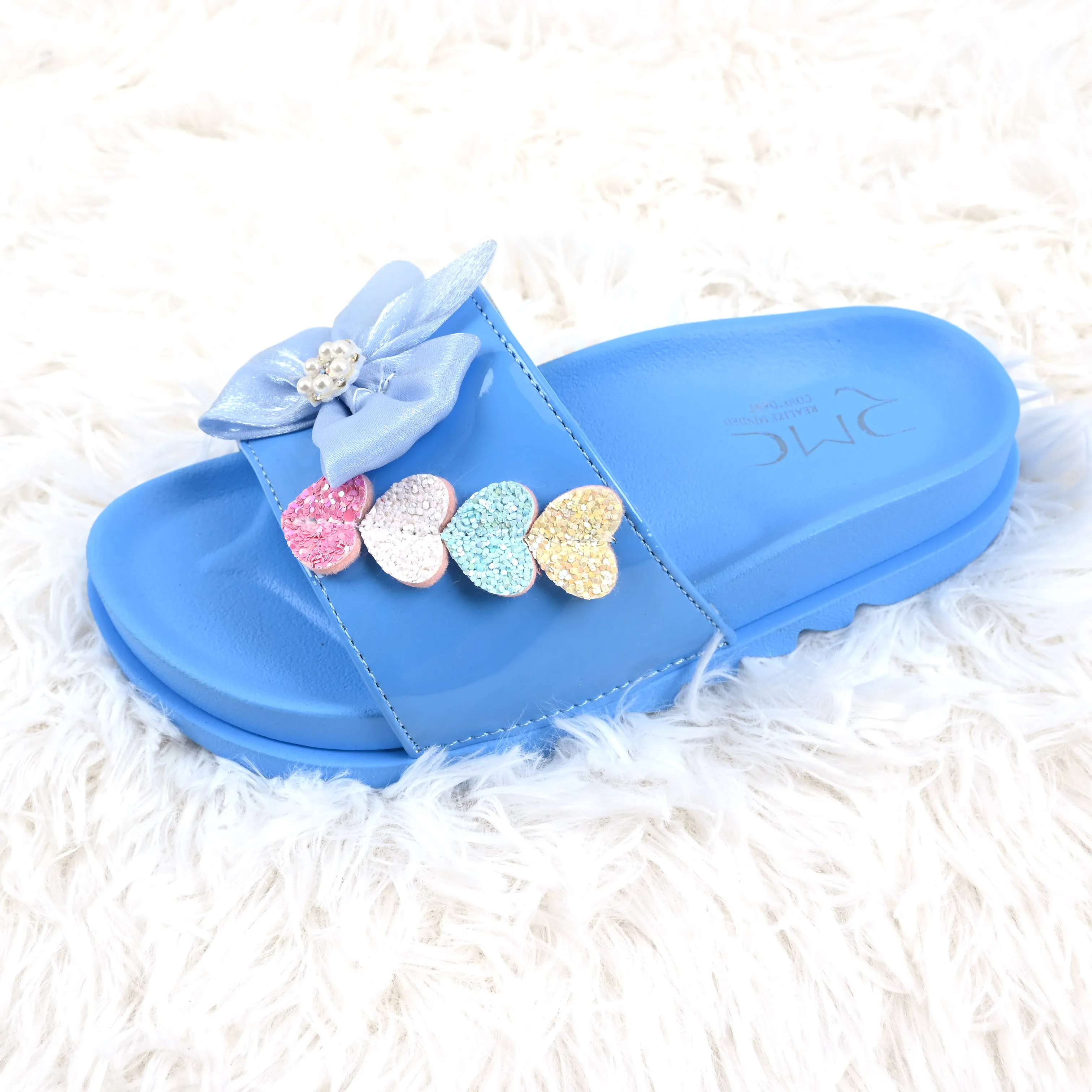 2022 New Trends Girls Shoes Design Slide Pearl Kids Slippers Comfortable Summer Beach Flat Sandals Shoe