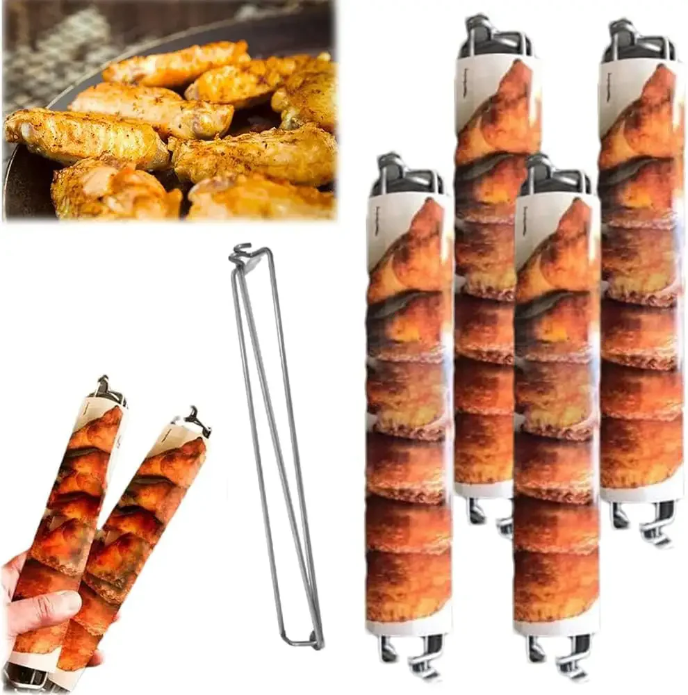 Set Of 4 Chicken Wing BBQ Fork U-Shaped Design Metal BBQ Grilling Fork Sticks Skewer Grill Outdoor Picnic Barbecue Gadgets