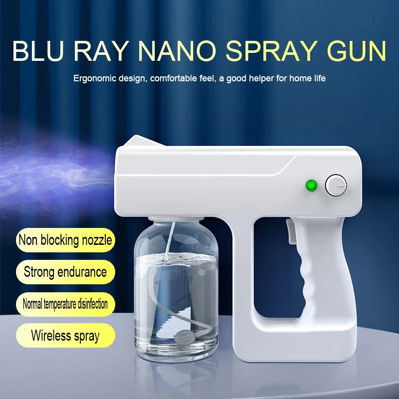 Blue Light Hand Held Disinfection sprayer Rechargeable Atomizer Nano Spray Gun 300ml