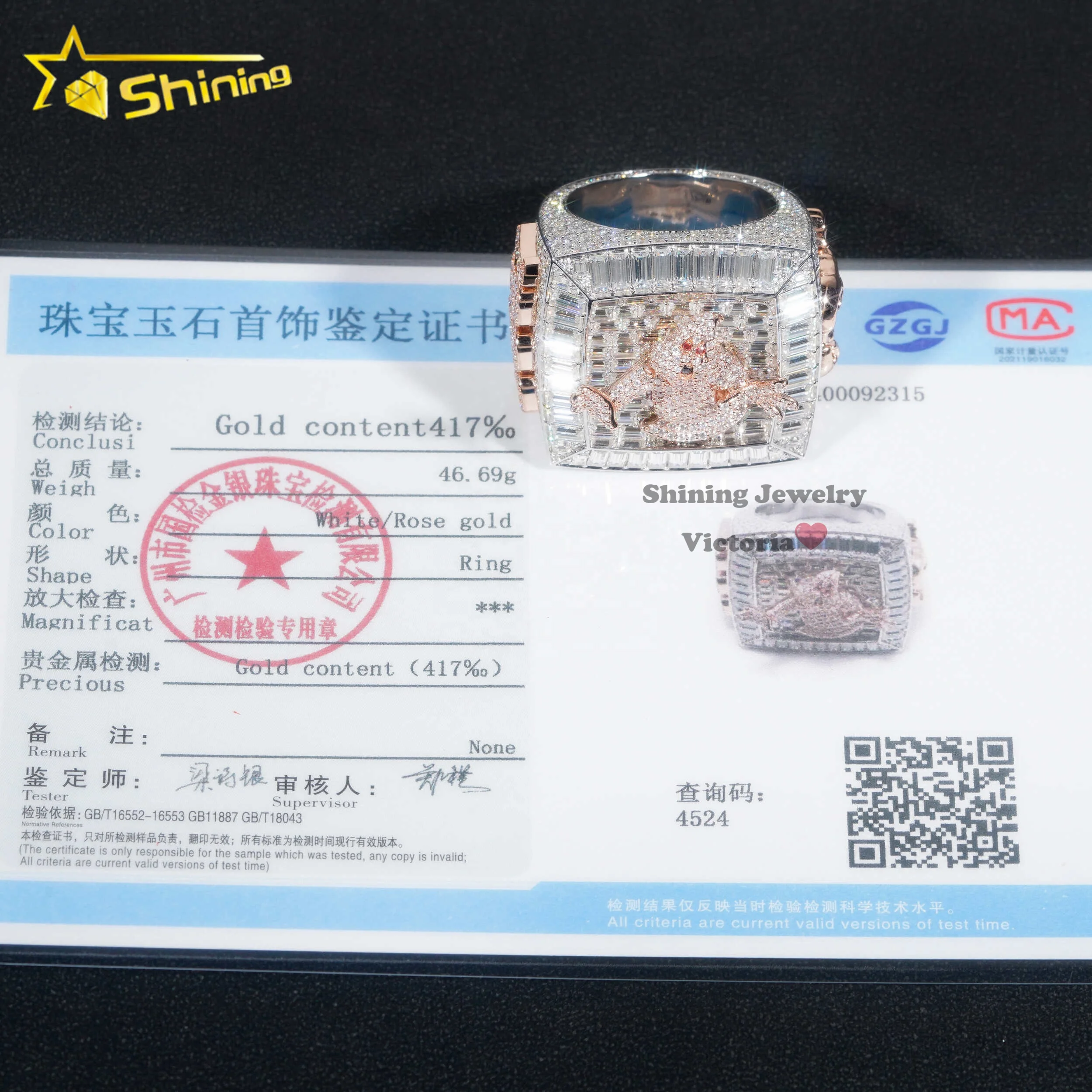 Manufacturer Custom 2024 New Fashion Logo Number Cartoon Championship Rings 10K Gold Moissanite Baguette Diamond Hiphop Men Ring