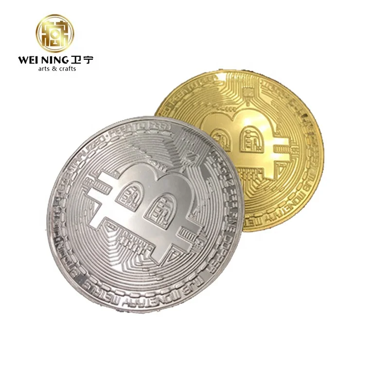 24 К к позолоченные Bitcoin монета с черной подарочной коробке дешевые серебряные монеты
