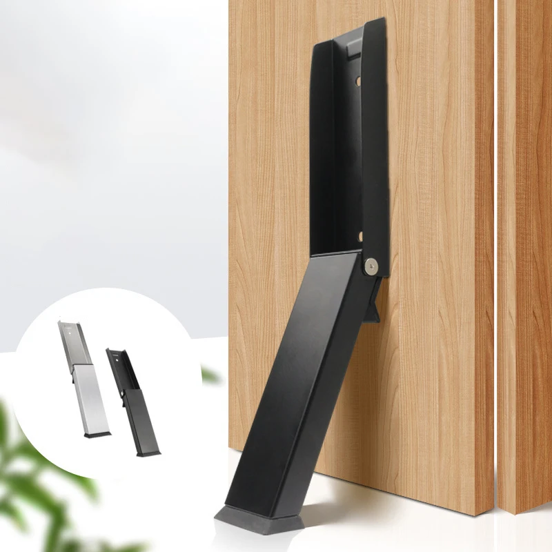 Автоматический Черный дверной стопор ветрозащитный металлический складной магнитный из нержавеющей стали легкая установка держатель двери протектор