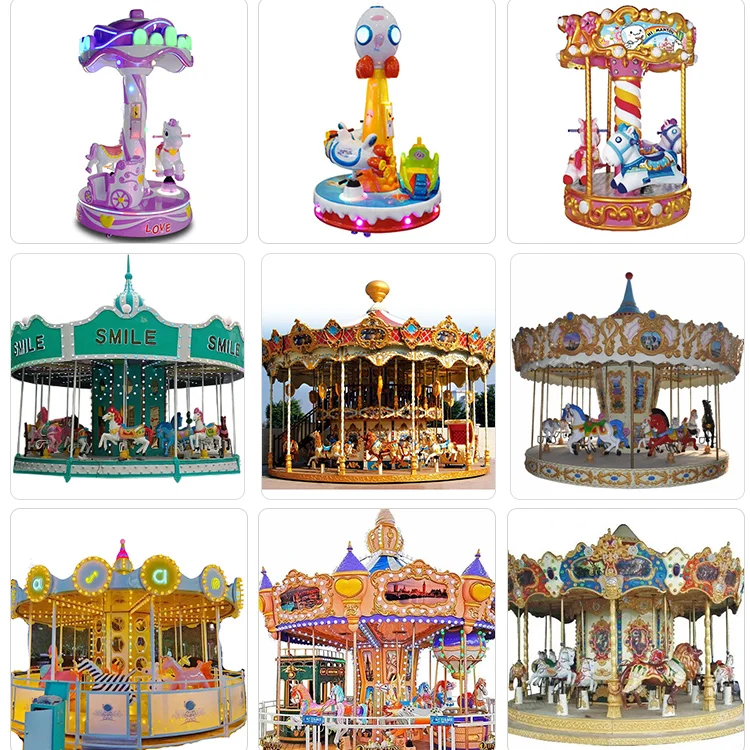 Small Kids Rides Rotating Horse Shopping Mall Mini Upper Drive Merry Go Round Carousel