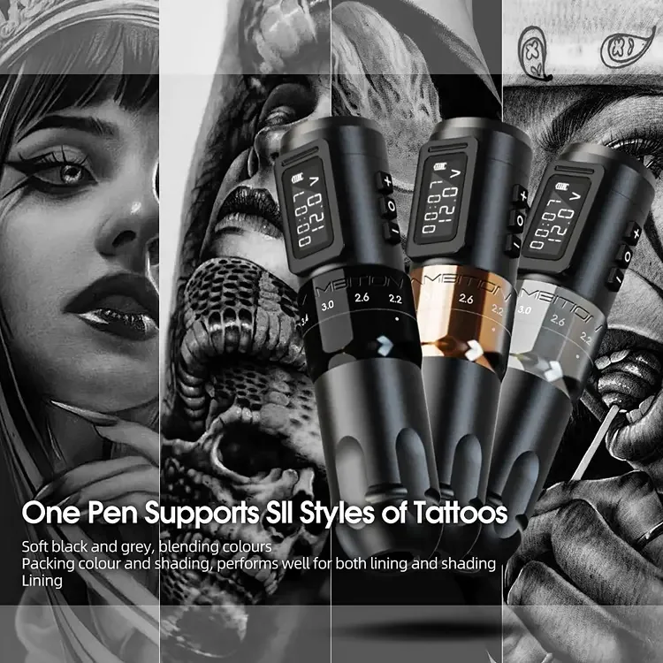 1800mAh Powerful Coreless Motor 2.2-4.2mm 6 Stroke Adjustable Professional Wireless Tattoo Machine Pen