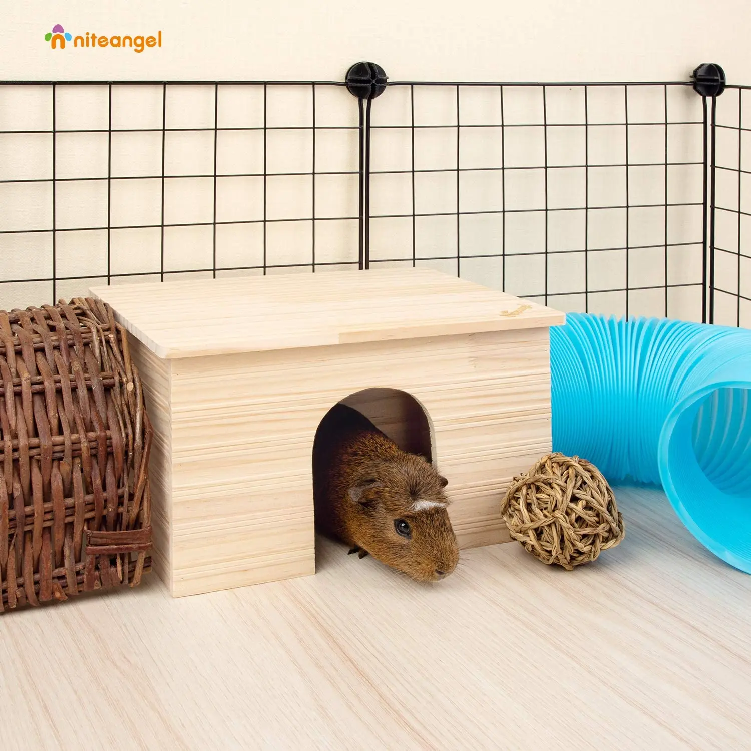 
Custom wooden chinchilla guinea pig hiding place with window pet wooden nest 