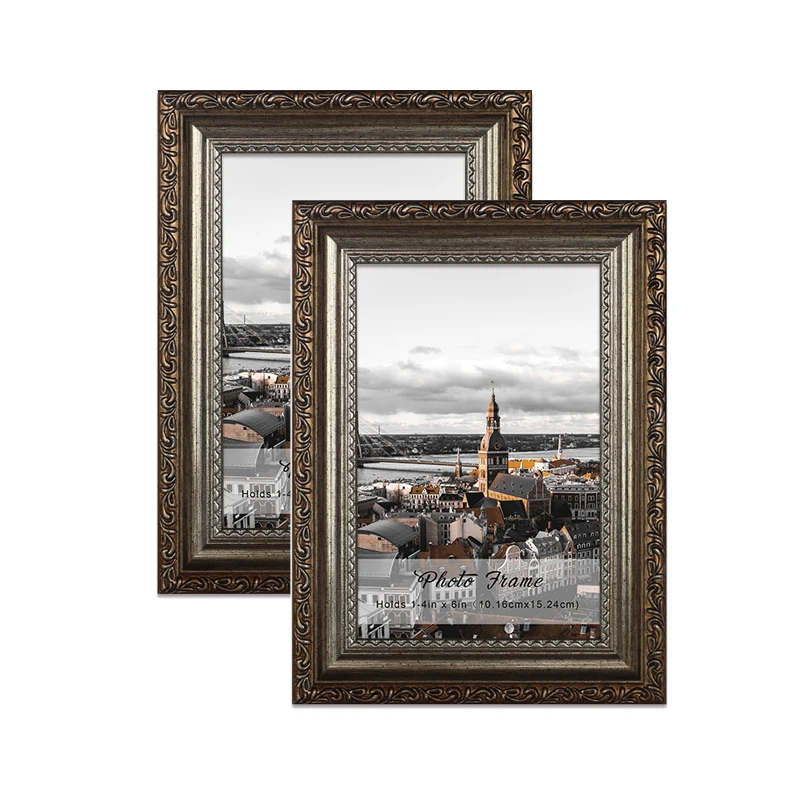 OEM Modern 4*6inch Tabletop Wall Hanging PS Material Gold Photo Frames