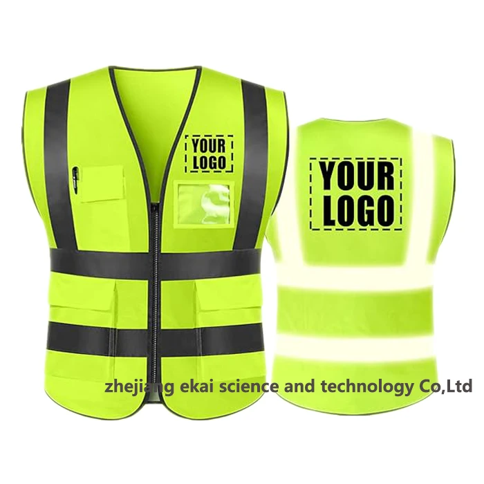 Custom Logo High Visibility Safety Vest Protective Workwear 5 Pockets With Reflective Strips Outdoor Work Vest
