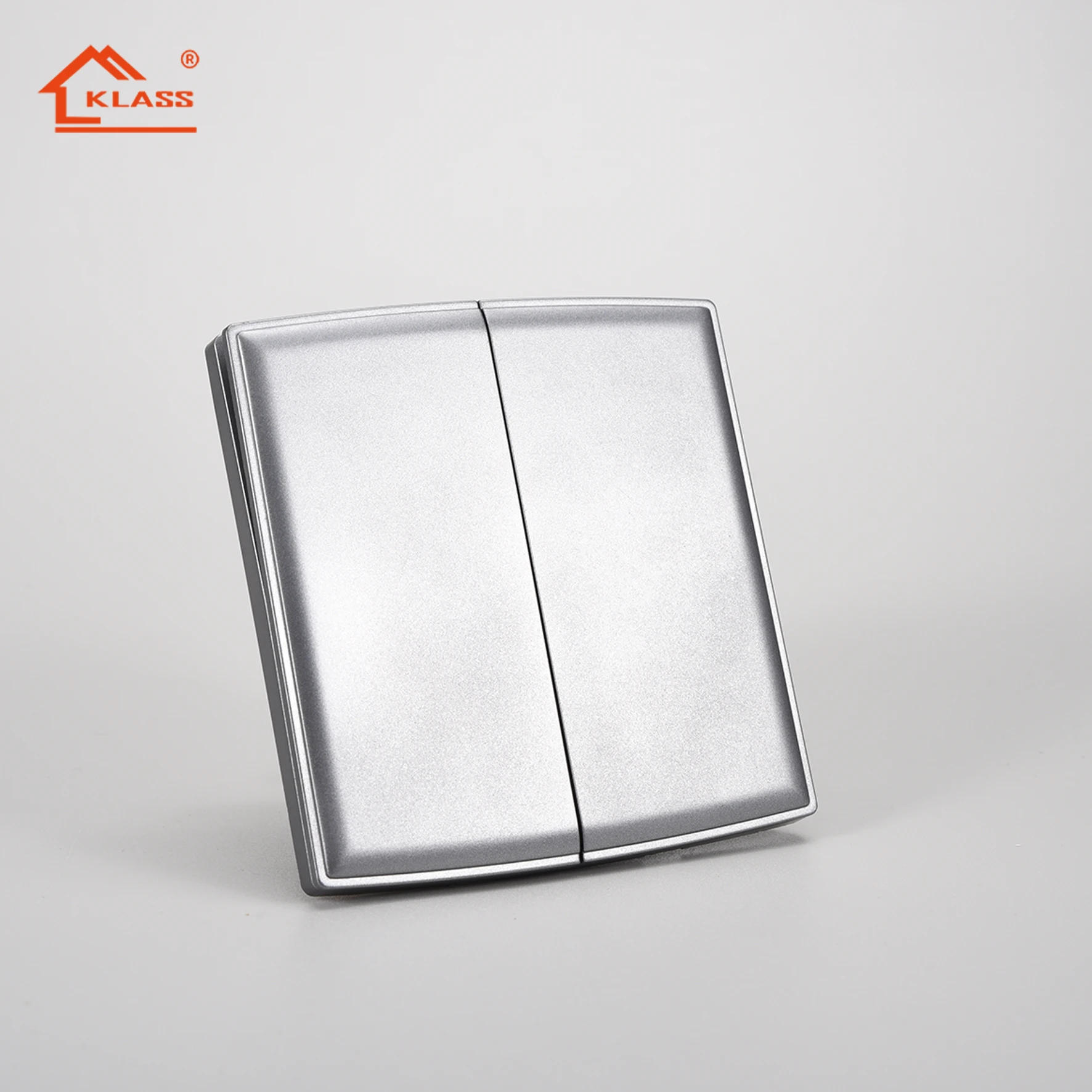 KLASS British standard 16A  250V wall switches with 2 gang 1 way push button switches for home electric power switch and socket