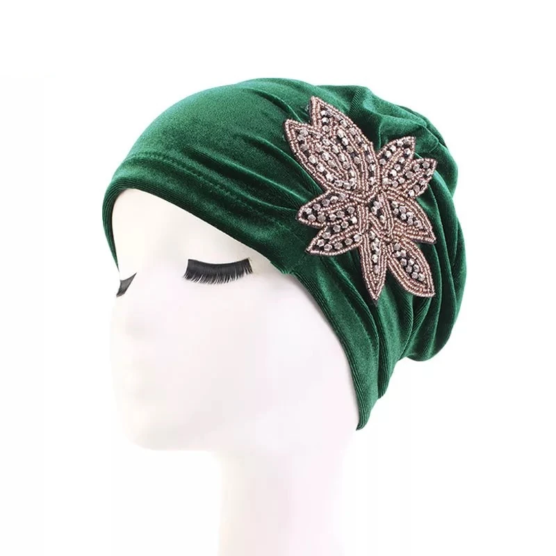 Высококачественный бархатный мусульманский женский головной убор красивые аксессуары с бриллиантами и цветами хиджаб шарф