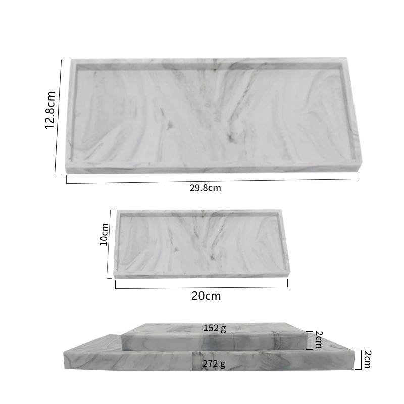Silicone Marble Pattern Countertop and Vanity Tray Shatterproof Bathroom Toilet Tank Tray, Bathroom Holder Key Valet Tray