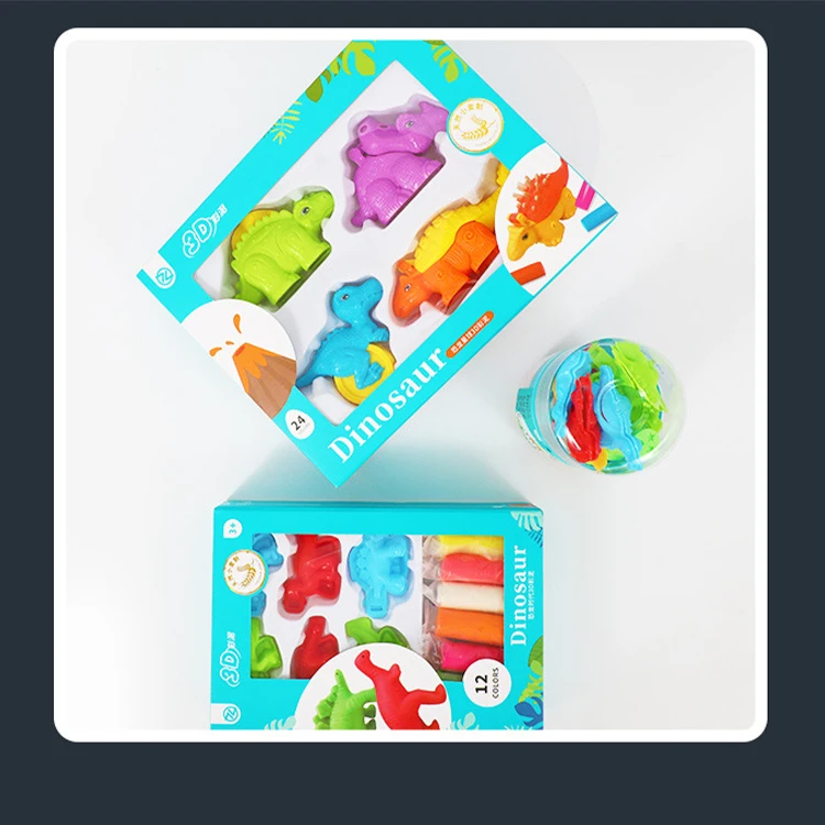 12 Colors Colorful Educational Manual Ability Parent-child Plasticine Dinosaur Set