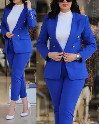 C0527 New Arrival ladies Suits Office Wear Solid Long Sleeve Pants And Blazer Set Elegant Casual Suits Set For Women