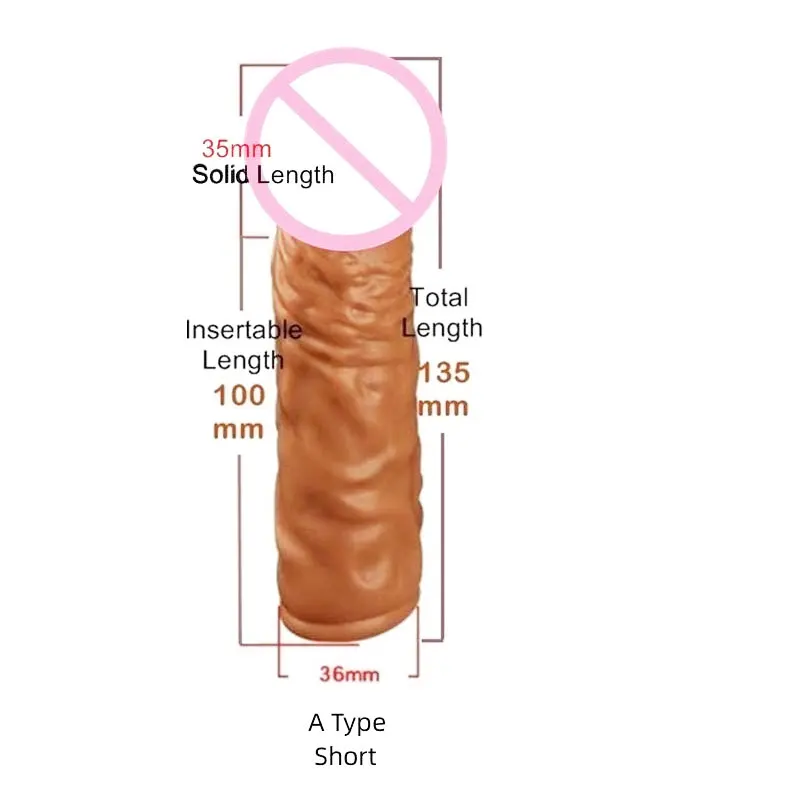 Silicone Condom Reusable Realistic penis extender sleeve Enlarger Enlargement Extender For Men