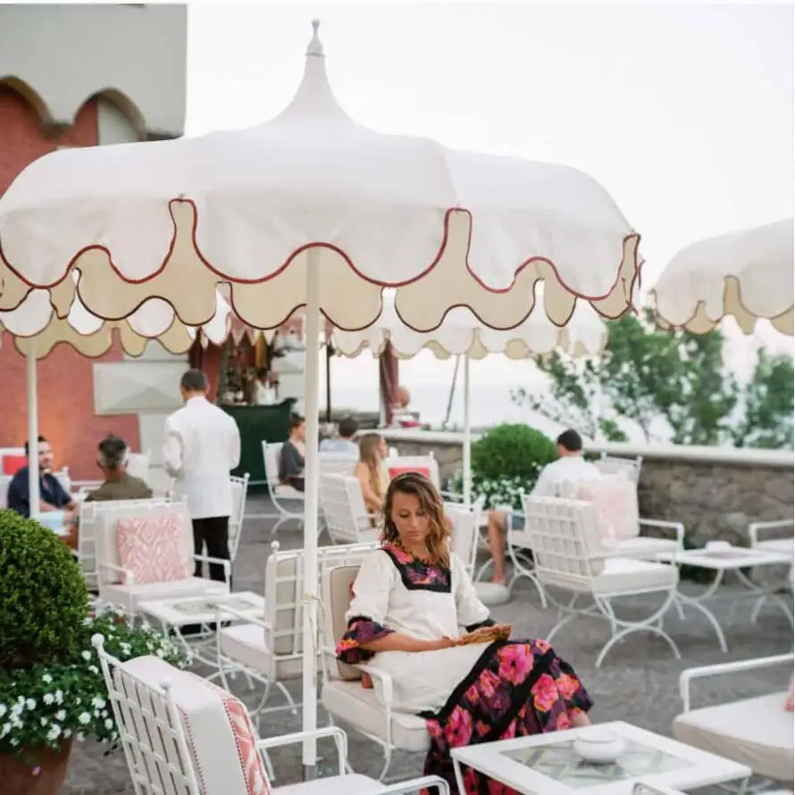 BR Luxury Outdoor Big Size White Pagoda Garden Umbrellas Aluminum Pole Large Patio Parasol for Poolside Resort Patio Market Yard