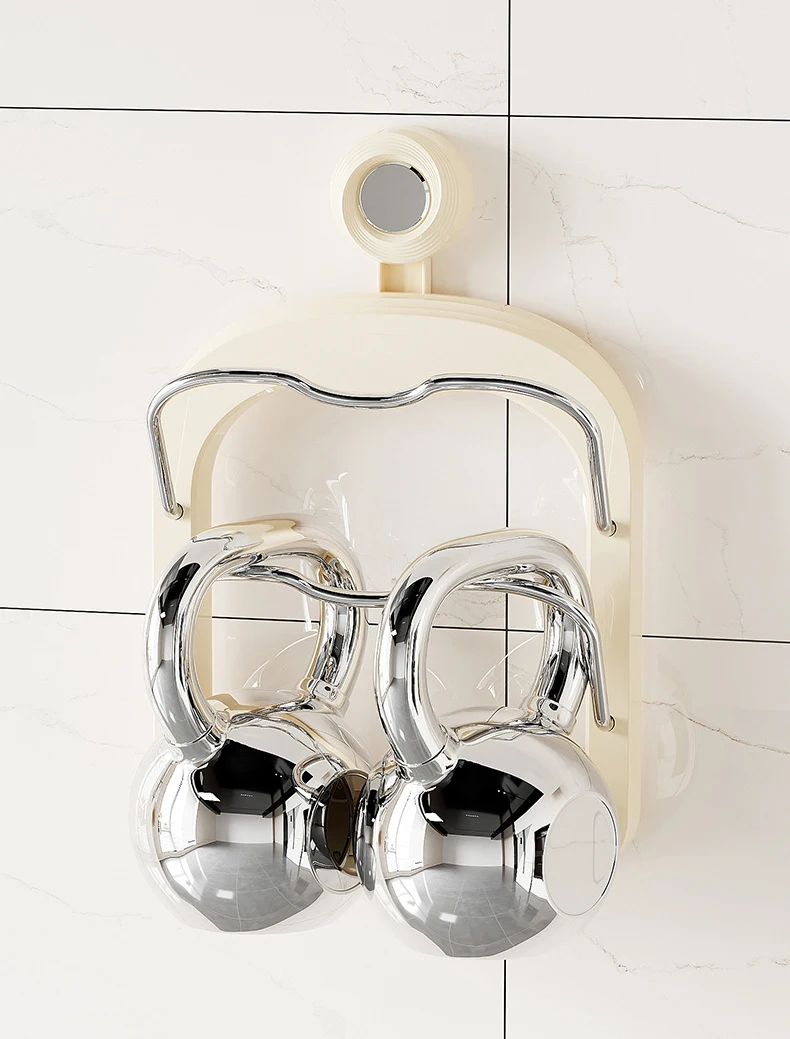 China factory wholesale 2 layers Wall Mount Pot Lid Holder With Suction Cup Cabinet Pot Lid Organizer For Kitchen Storage