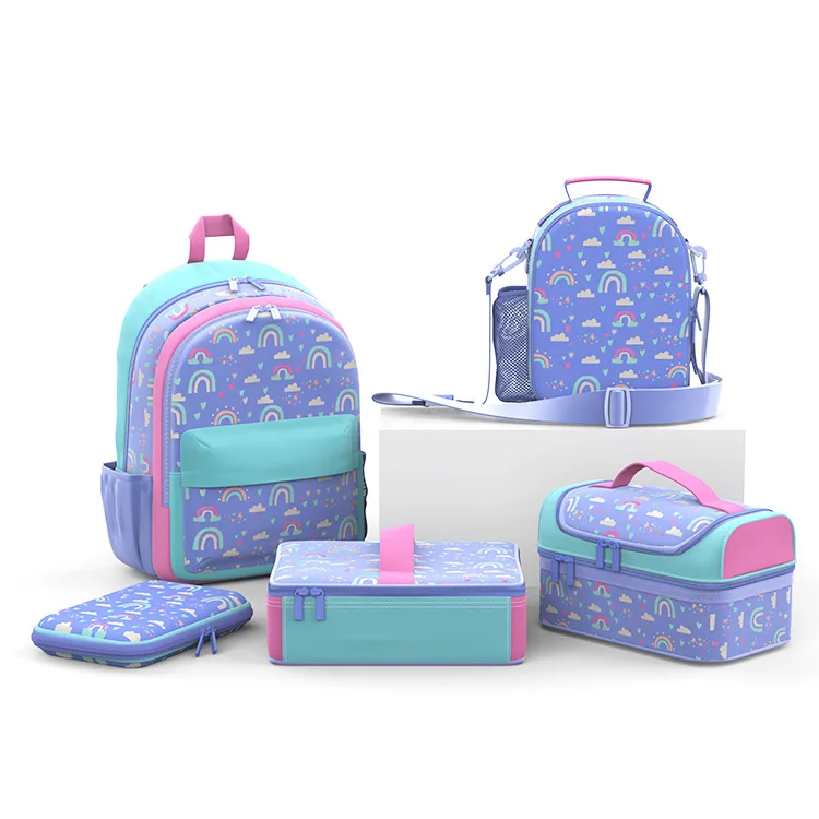 Custom Waterproof Students School Backpack Prints Pen Bag School Bag And Lunch Bag Set For Kids
