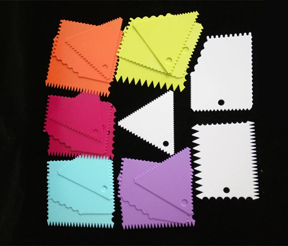 Three-piece rose red and yellow plastic cream cake scraper pastry dough cutting knife