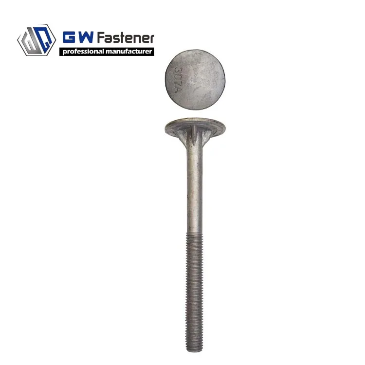 Hot Dipped Galvanized A307 Timber Bolt Dome Head 4 Fins Neck Timber Bolt