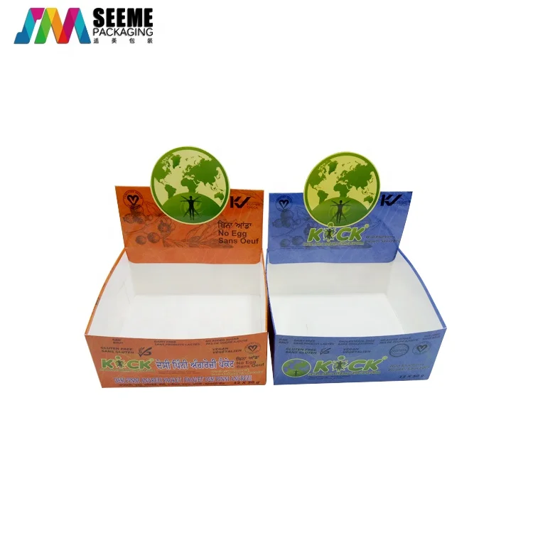 Full Color Printing Cardboard Paper Packaging Display Box with Tearing Line at Retail Counter POP up Custom Logo