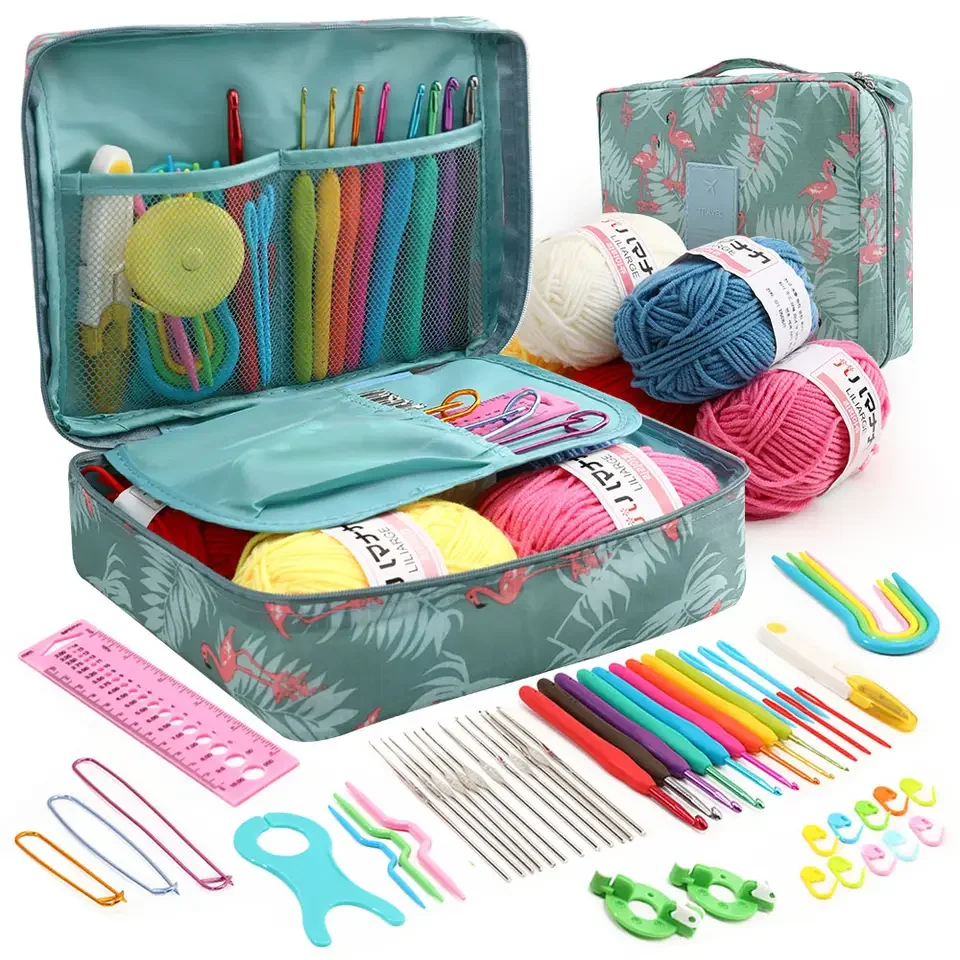 Hot sale full Crochet Starter Kit For Beginners Adults Crochet Hook Set With Case Knitting portable crochet hook set