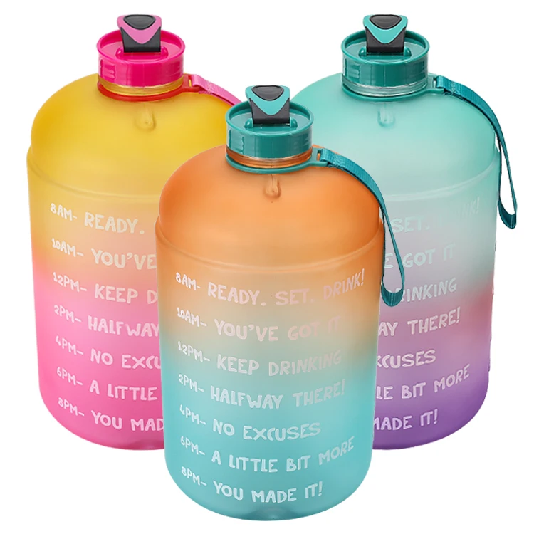 
2020 hot sellers 3.78L Large Capacity Water Bottle PETG Plastic remind Time Marker Fitness for Outdoor sport GYM 