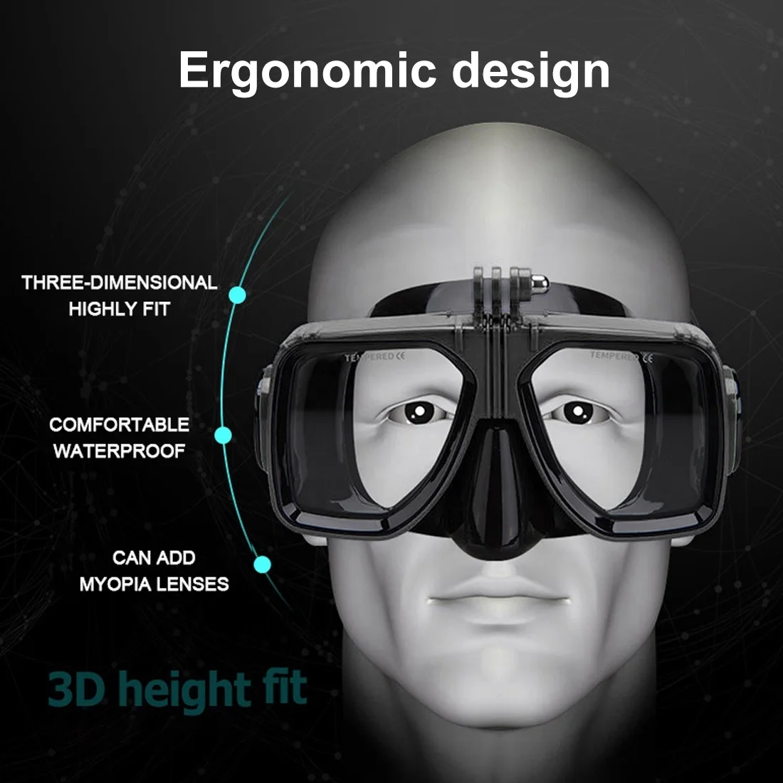 
Water Sports Diving Equipment Black Acrylic Swimming Glasses For Pools 