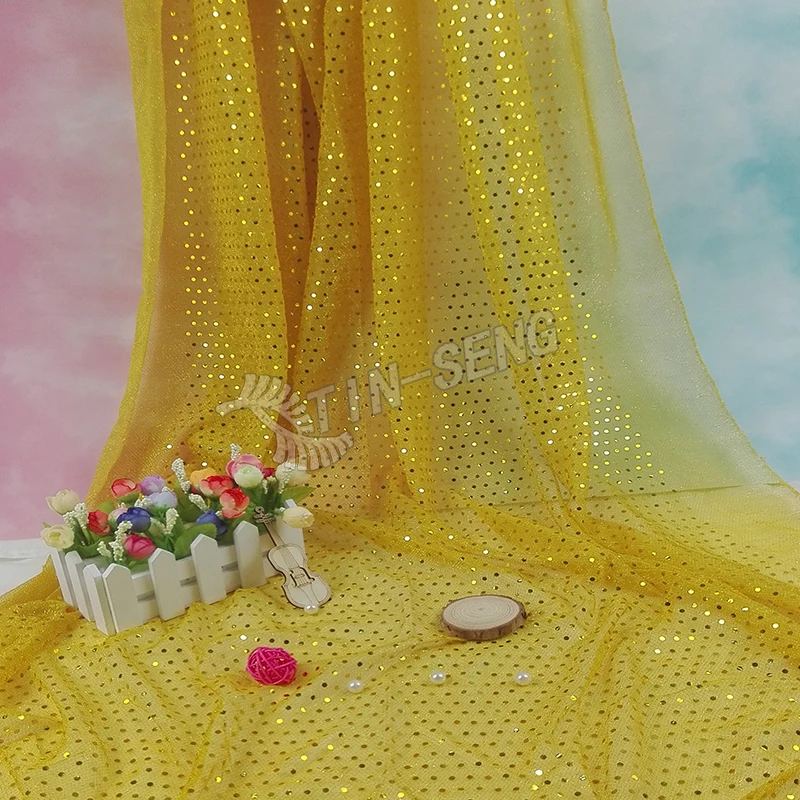 American knit with 3mm spangle shiny vinyl fabric for belly dance costume