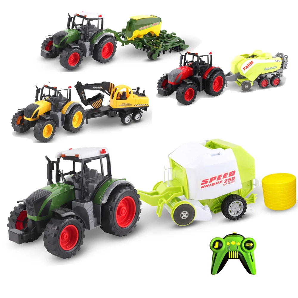 Kids Electronic Remote Control Big Wheels Dump  Tractor Farm Vehicle Toy 1/10 Scale 27MHZ 4CH RC Farmer Truck Model Car Toys