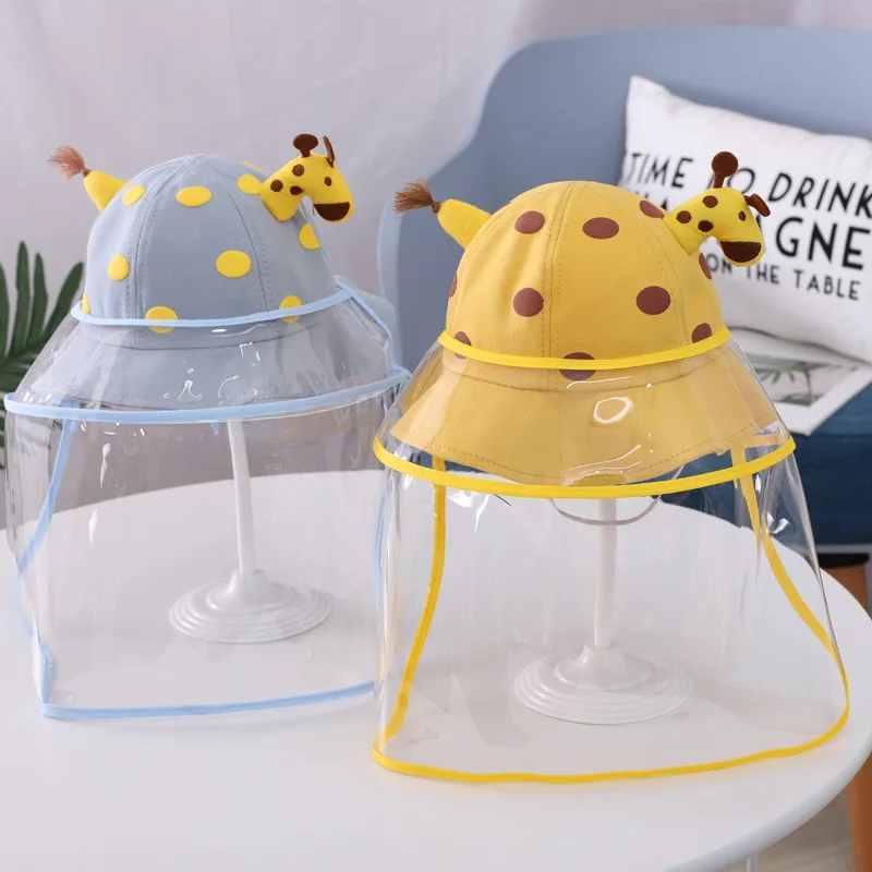 baby kids giraffe frog cotton fisherman hat child anti- spitting cute bucket hats with face shield