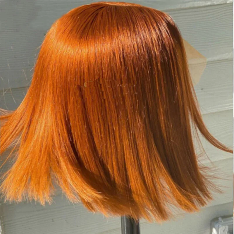 Имбирные бразильские парики цветные короткие оранжевые Hd кружевные предварительно выщипанные от производителя