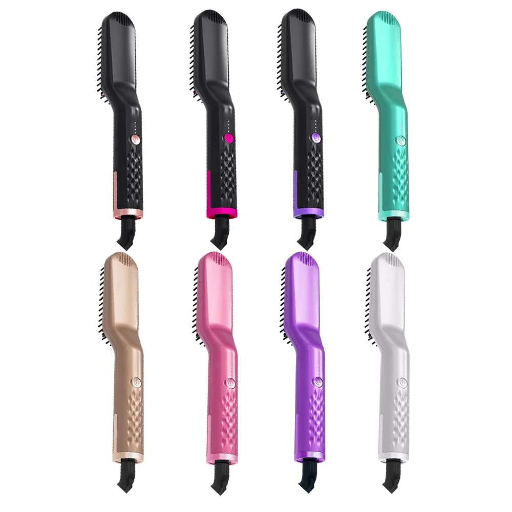 Professional custom 3 in 1 hair beard straightener one setp hot hair brush dryer comb electric