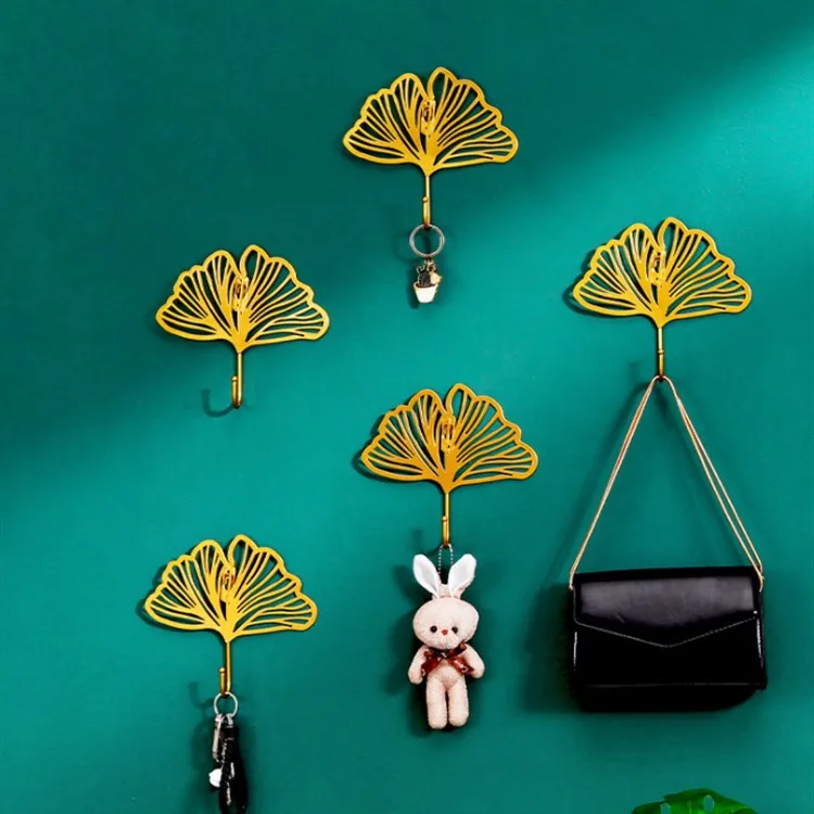 Creative metal plant hook golden leaf sticky hook hook