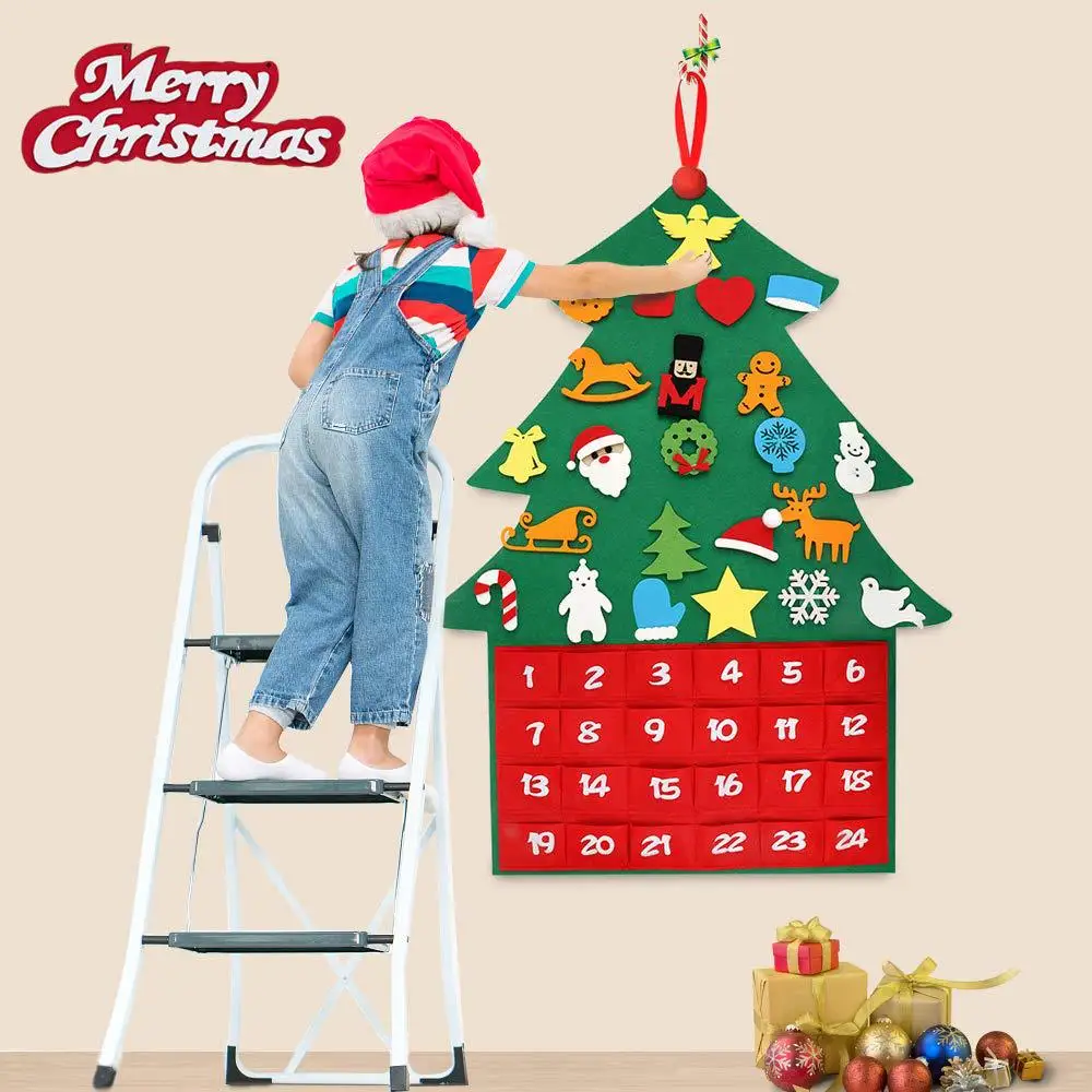 Customized diy felt christmas tree wall hanging Christmas Calendar xmas gifts