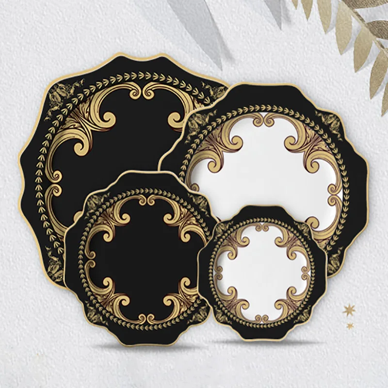 Classical Dinner Flat Plate Bone China Dinnerware Set  Dishes  Tableware