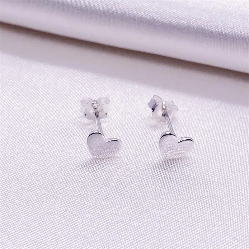 Tiny Tourmaline CZ Heart Stud Earrings Sapphire Blue Baguette Cut Huggie Hoop Earrings Hoop Earrings in Sterling Silver