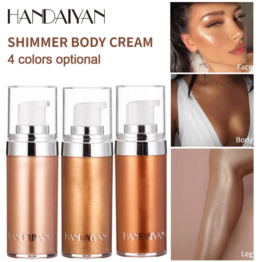 Handaiyan Rose Gold Liquid Setting Spray Waterproof Body Luminizer Bronzer Highlighter Foundation Makeup Shimmer Brighten Glow