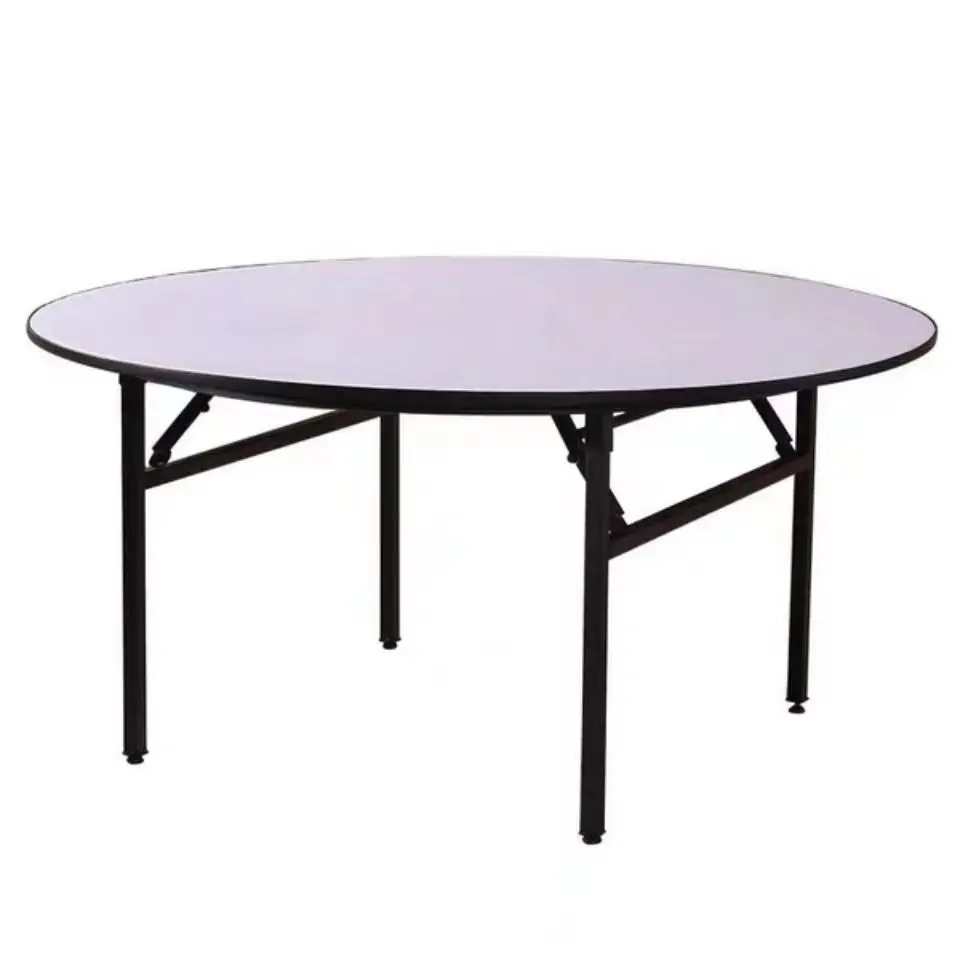 metal Folding PVC table top banquet  indoor office/outdoor steel frame folding restaurant dining table