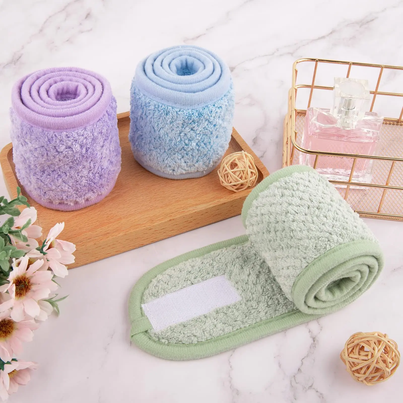 Spa Facial Headband Adjustable Coral Fleece Hair Band Soft Towel Head Band for Face Washing Shower Sports