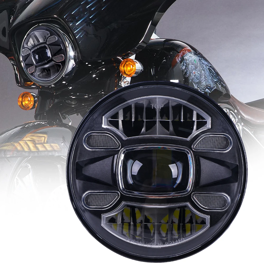 New Arrive Farol De Motocicleta De 7 Polegadas High Low Beam Drl Fanale Moto Osram Led Chips Faro Moto For Harley For Jeep