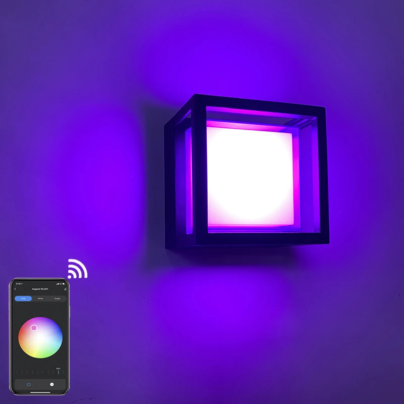 Аппликация Hagood RGBW LED-Wandleuchte высокое качество Уличное бра Wi-Fi водонепроницаемая настенная лампа меняющая цвет через приложение smart Lamp good