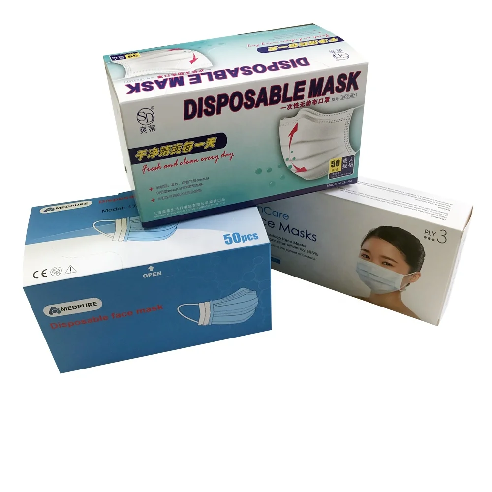 
 Одноразовая картонная упаковочная коробка для маски для лица с индивидуальным принтом  