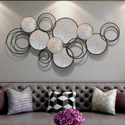 Home hotel nordic style decorative wrought iron multi circles metal wall decor arts