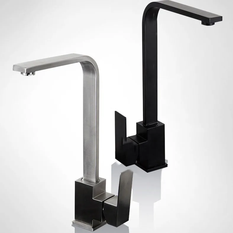 griferia Square Sink Mixer Tap Tapware Black Kitchen Faucet With Swivel Spout Deck Mount faucet kitchen