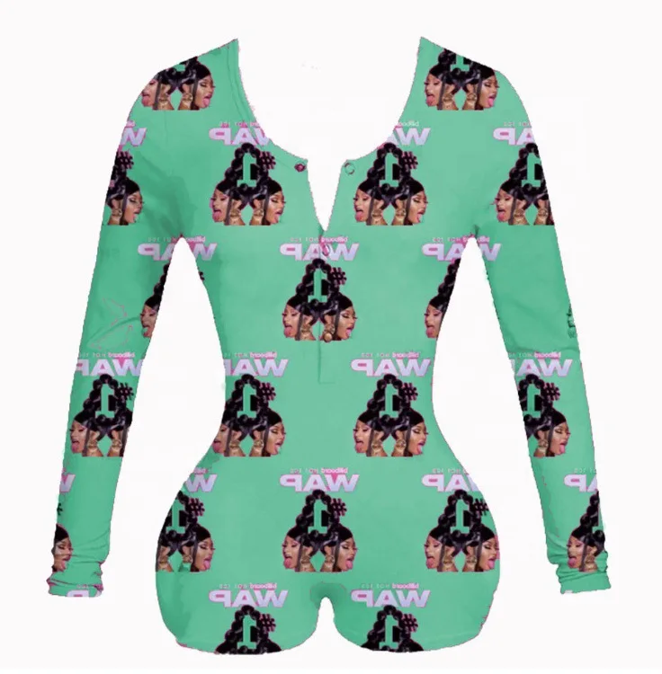
wholesale women designer print onesie holiday long sleeve sexy wap onesis 
