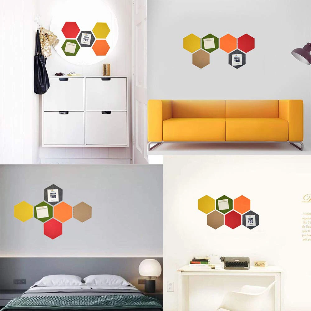 
Hexagon Felt Bulletin Pin Board Cork Board Tiles Self Adhesive Wall Decor For Photos Memos Display 