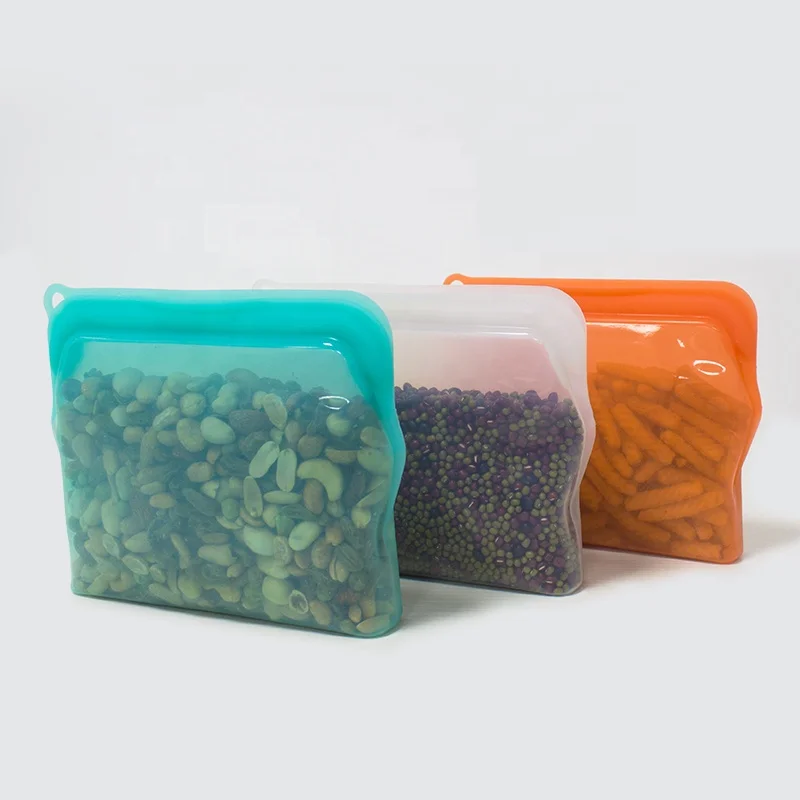 Reusable Silicone Food Storage Bag Washable Silicone Fresh Bag for Fruits Vegetables