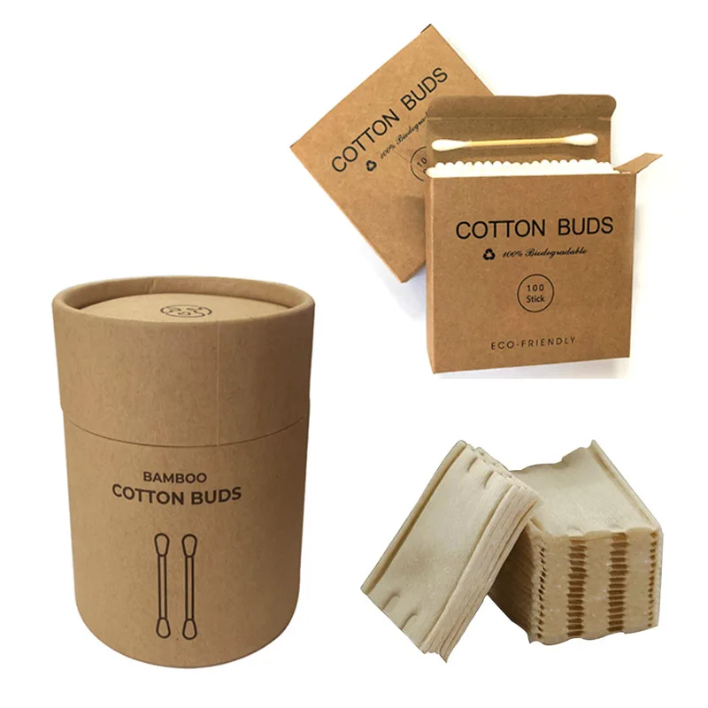 Деревянные бамбуковые палочки тонкие ватные Красивые для бровей тату макияжа глаз в крафт-коробке конверт