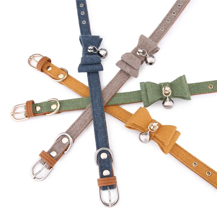 Cat Collars with Bow Tie and Bell Breakaway Felt Pet Collars Adjustable Buckle Collars for Cat Small Dog